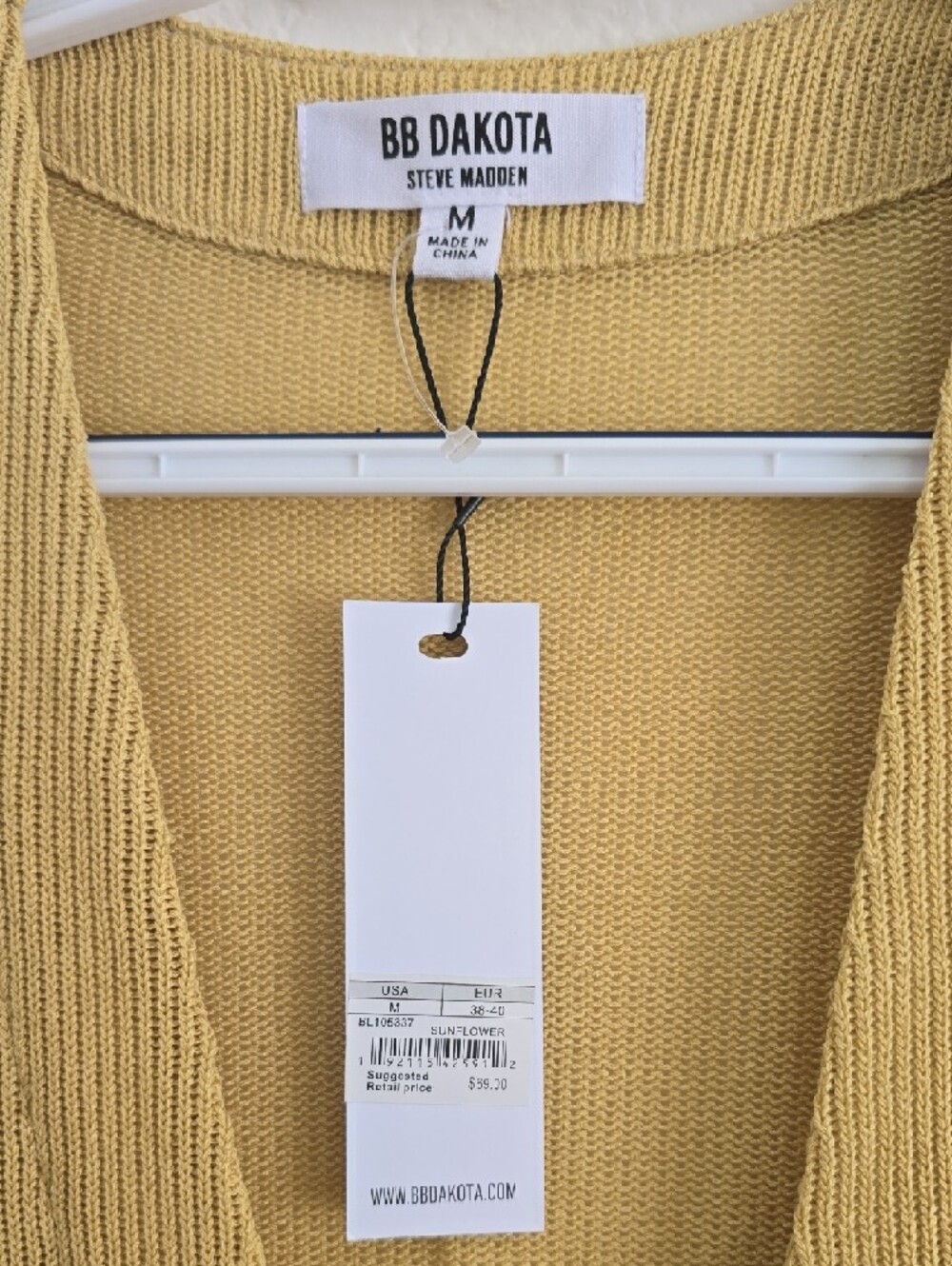 BB Dakota Mustard Yellow V-Neck Button Front Sweater - Picture 2 of 4
